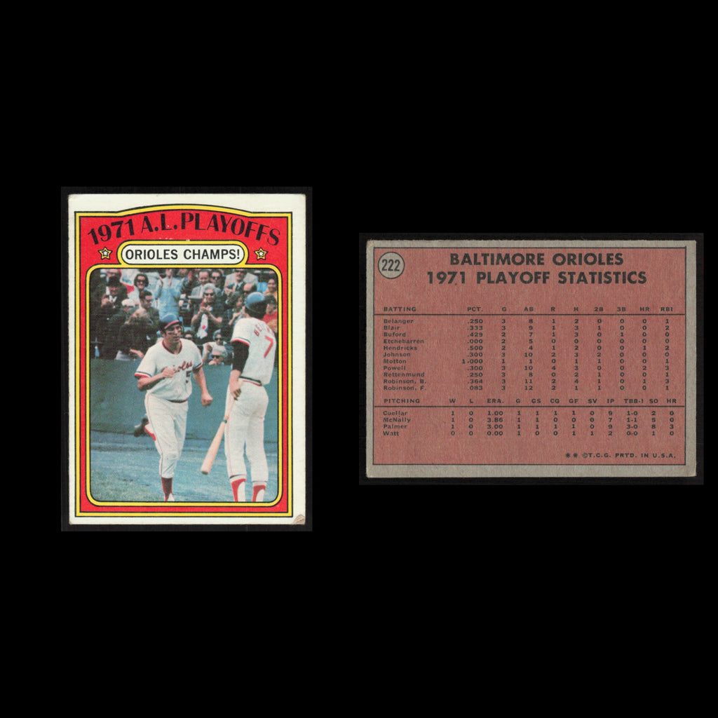 AL Champions Brooks Robinson #222 1972 Topps Baltimore Orioles Baseball Card MLB