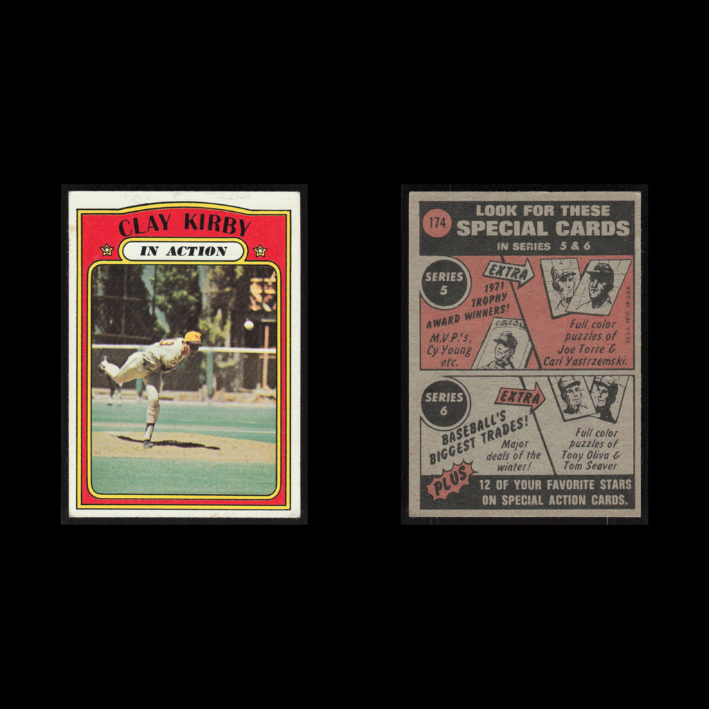 Clay Kirby #174 1972 Topps San Diego Padres Baseball Card MLB EX