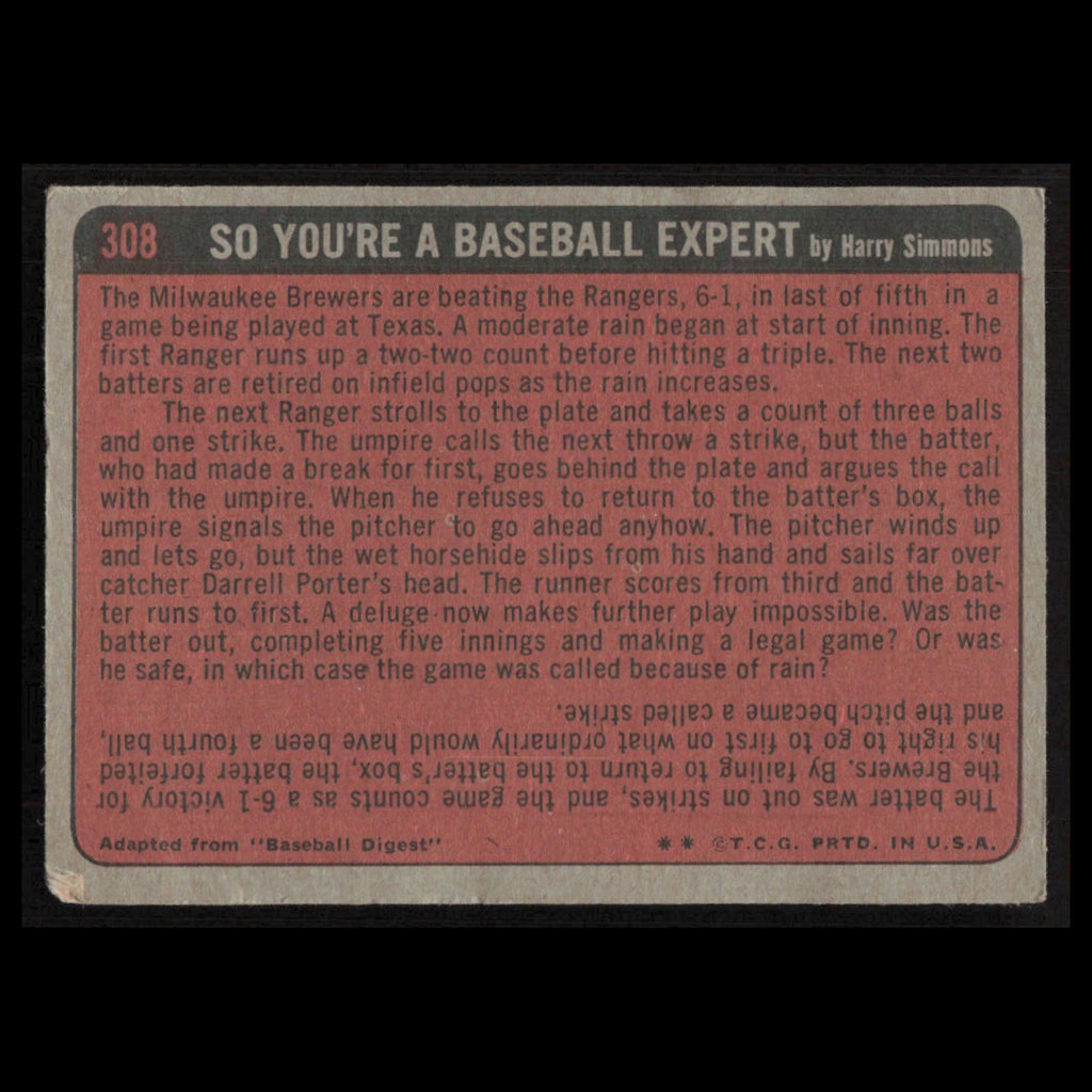 Steve Renko #308 1972 Topps Montreal Expos Baseball Card MLB EX