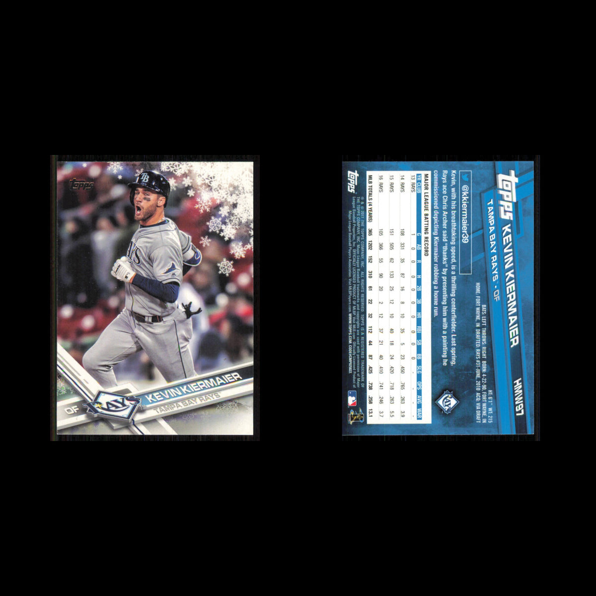 Kevin Kiermaier #HMW97 2017 Topps Holiday Walmart Tampa Bay Rays Baseball Card