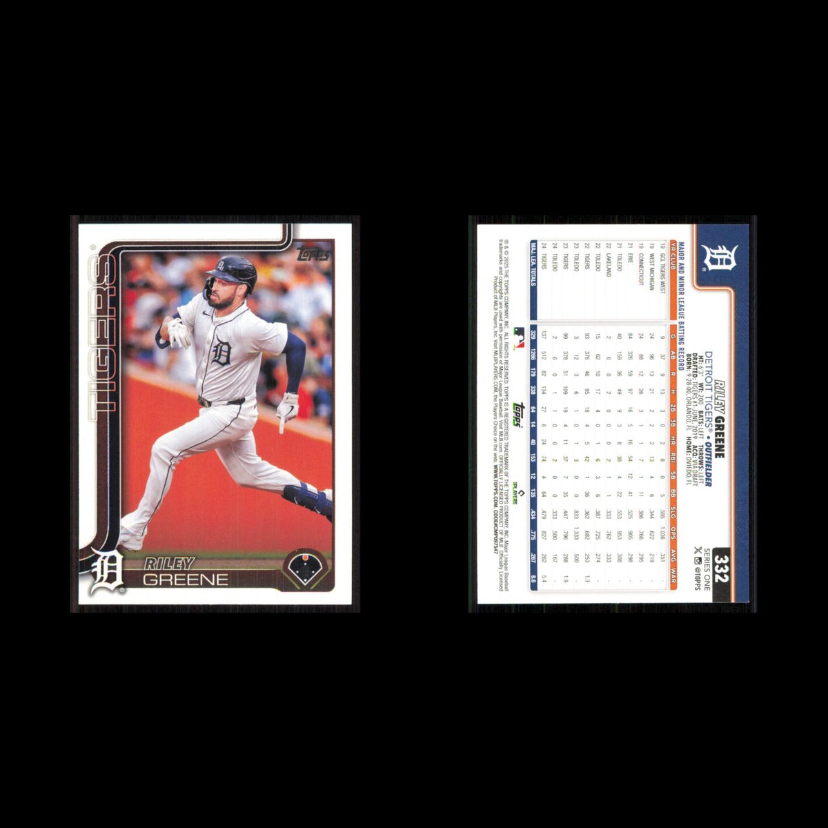 Riley Greene #332 2025 Topps Detroit Tigers Baseball Card MLB NM