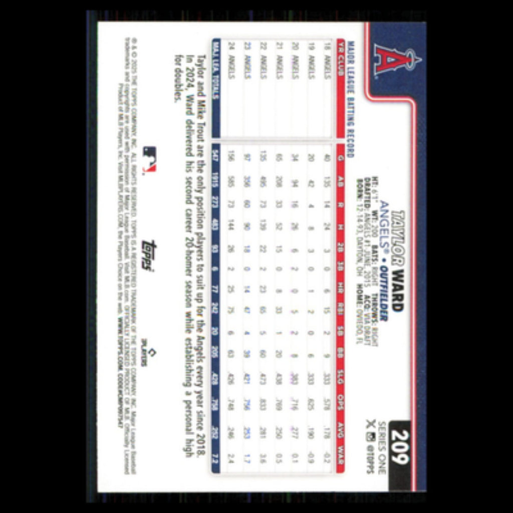 Taylor Ward #209 2025 Topps Los Angeles Angels Baseball Card MLB NM