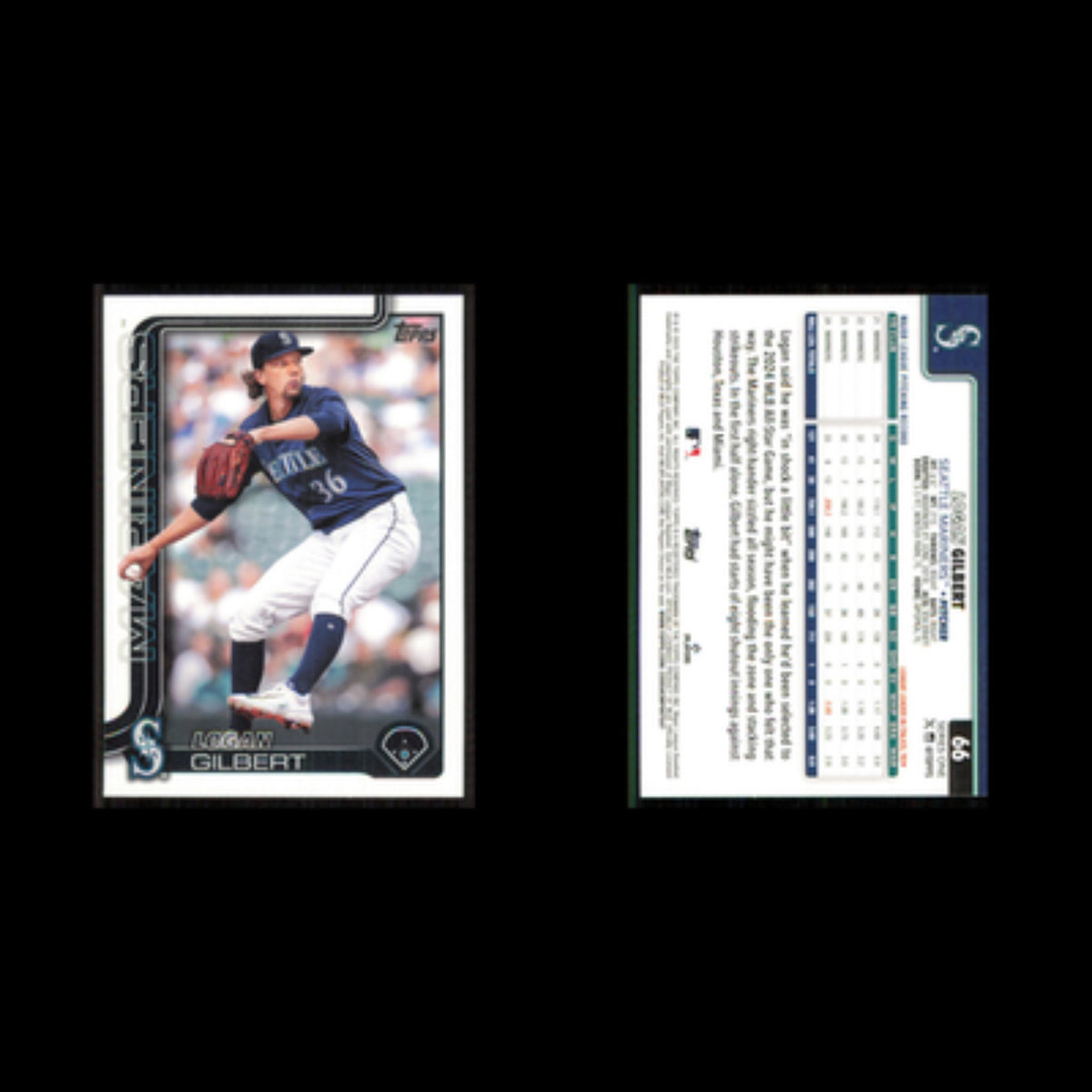 Logan Gilbert #66 2025 Topps Seattle Mariners Baseball Card MLB NM