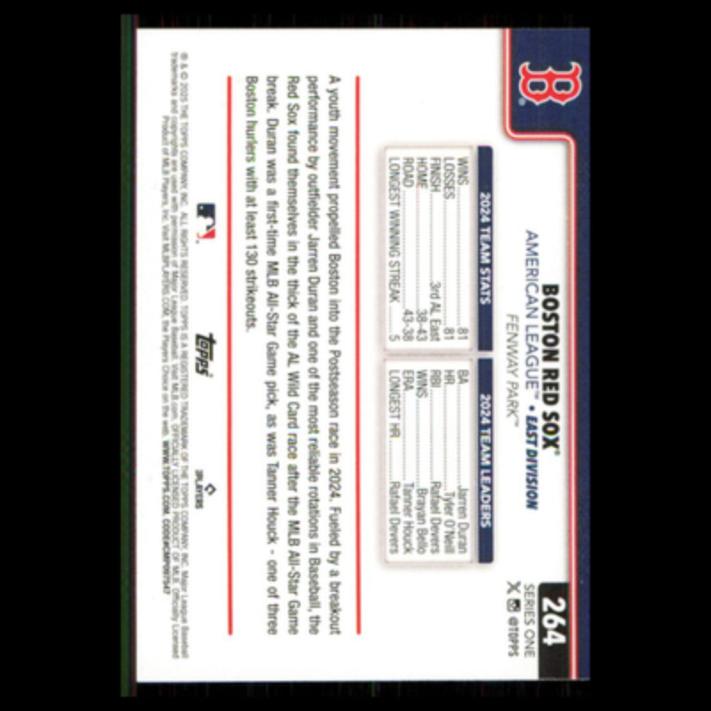 Team Card #264 2025 Topps Boston Red Sox Baseball Card MLB NM
