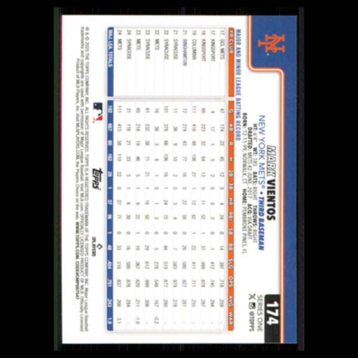 Mark Vientos #174 2025 Topps New York Mets Baseball Card MLB NM