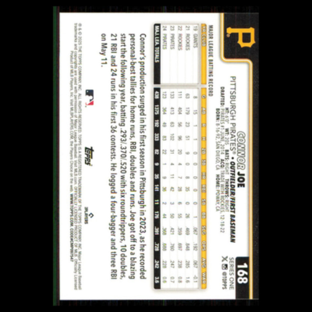 Connor Joe #168 2025 Topps Pittsburgh Pirates Baseball Card MLB NM