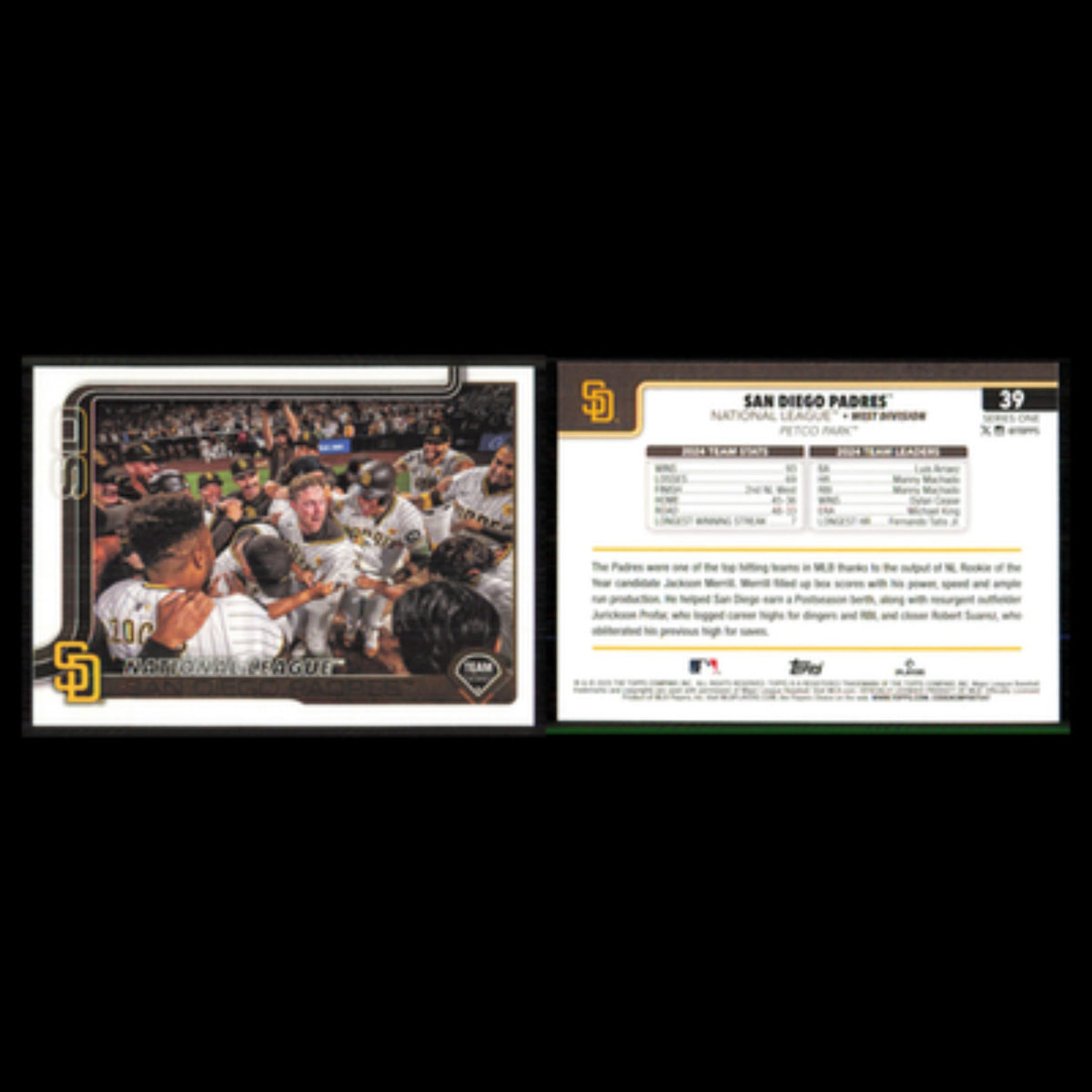 Team Card #39 2025 Topps San Diego Padres Baseball Card MLB NM
