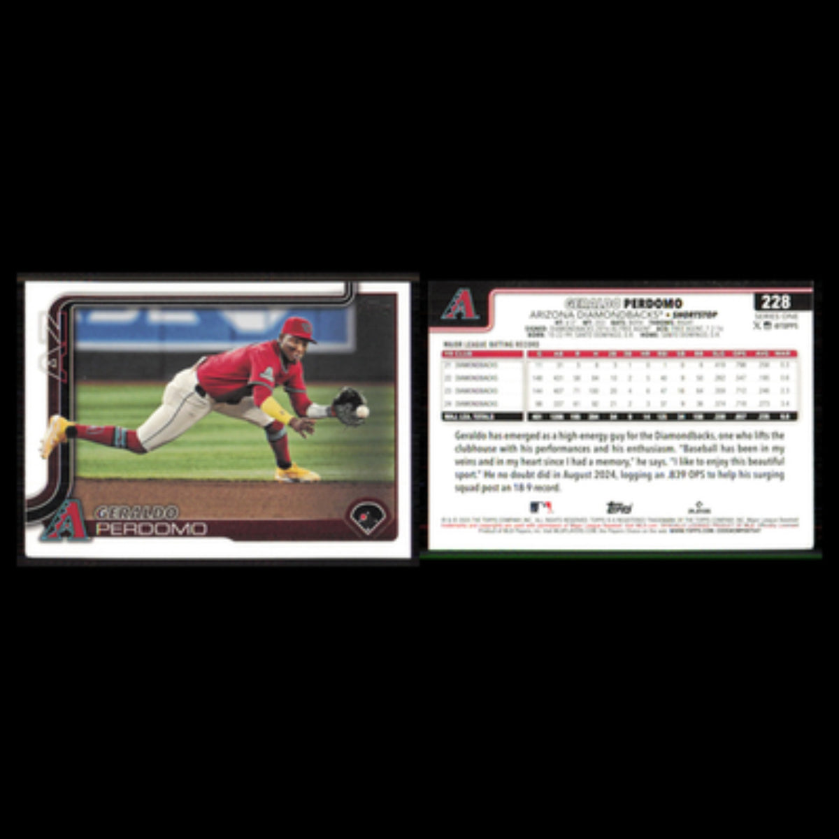 Geraldo Perdomo #228 2025 Topps Arizona Diamondbacks Baseball Card MLB NM