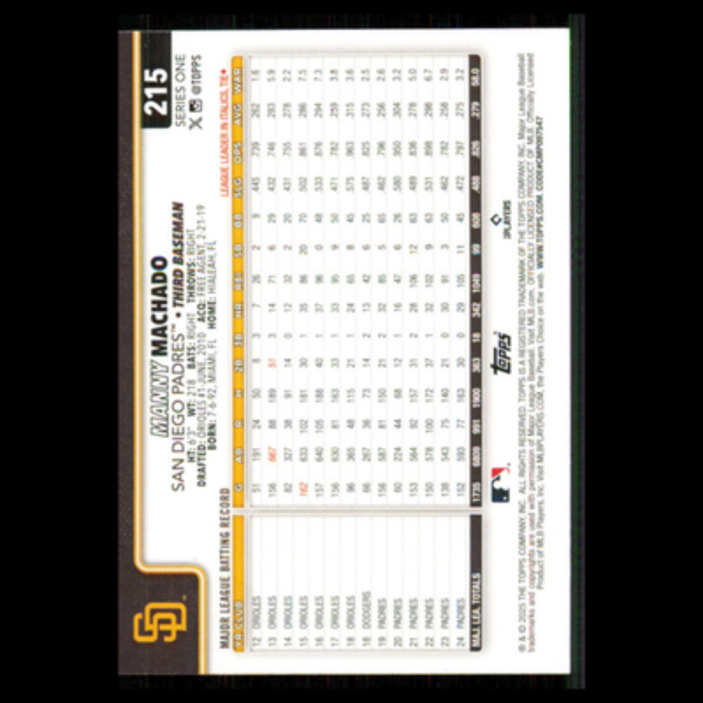 Manny Machado #215 2025 Topps San Diego Padres Baseball Card MLB NM