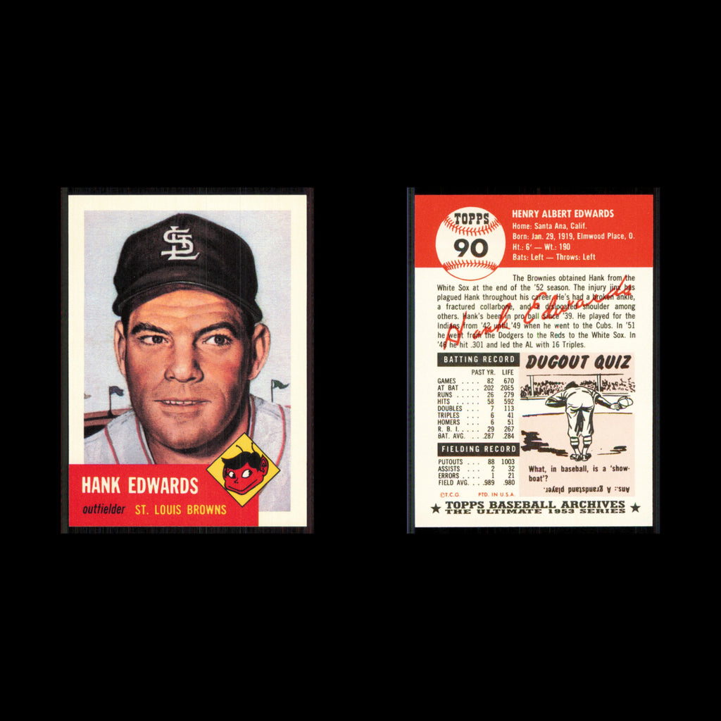Hank Edwards #90 1991 Topps Archives 1953 St. Louis Browns Baseball Card MLB NM
