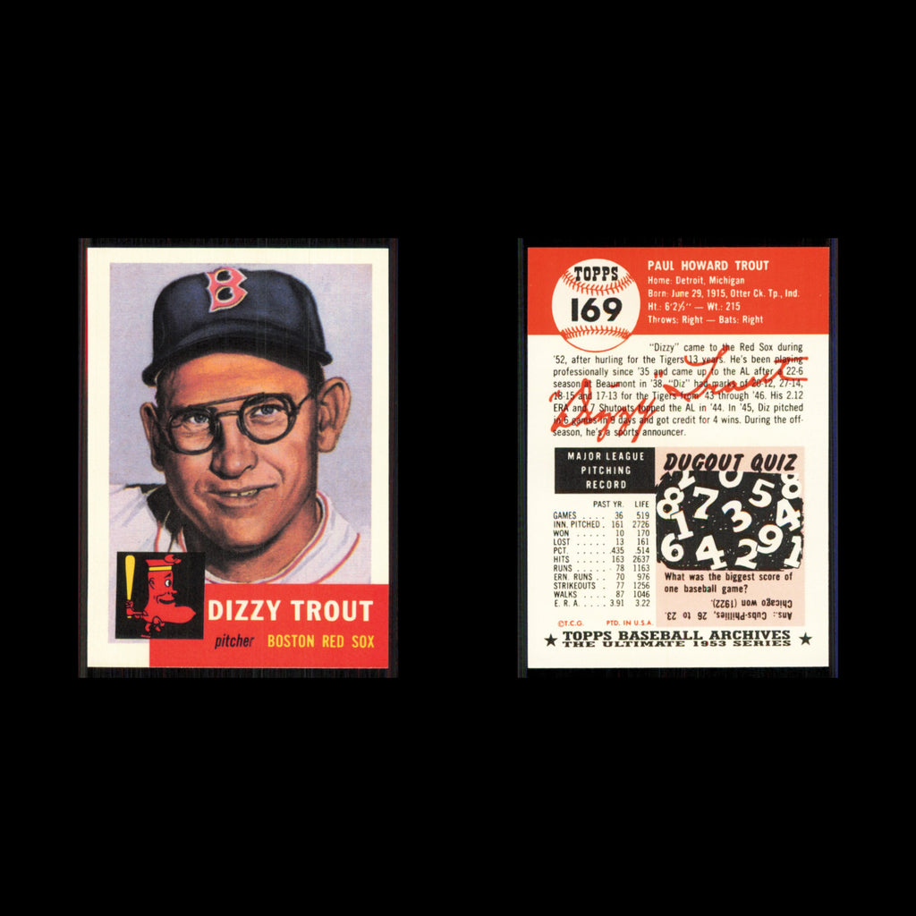 Dizzy Trout #169 1991 Topps Archives 1953 Boston Red Sox Baseball Card MLB NM