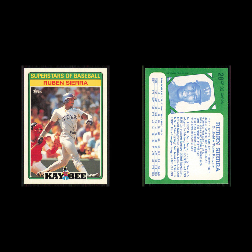 Ruben Sierra #28 1988 Topps Kay-Bee Superstars of Baseball Texas Rangers Card NM