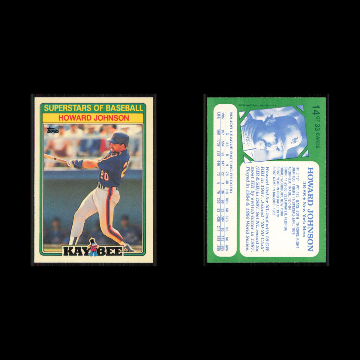Howard Johnson #14 1988 Topps Kay-Bee Superstars of Baseball New York Mets Card