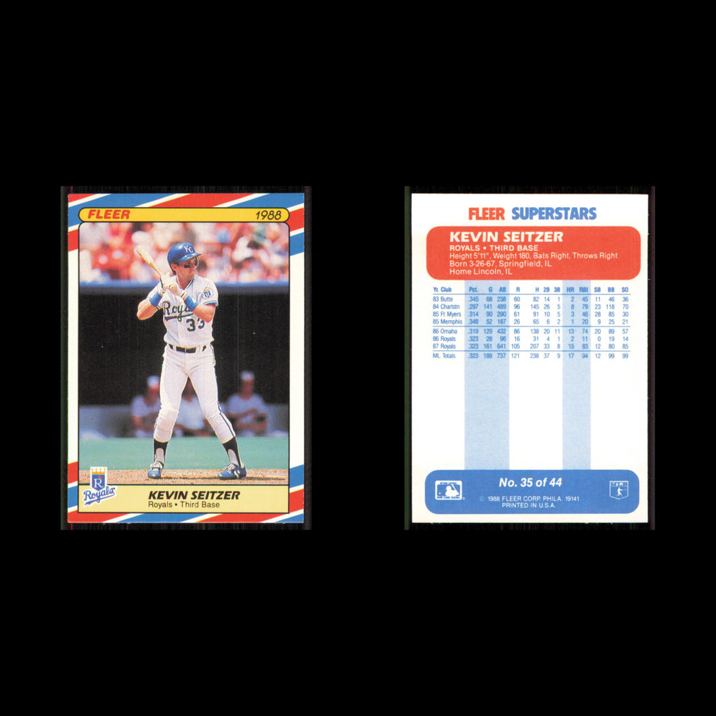 Kevin Seitzer #35 1988 Fleer SuperStars Kansas City Royals Baseball Card MLB NM