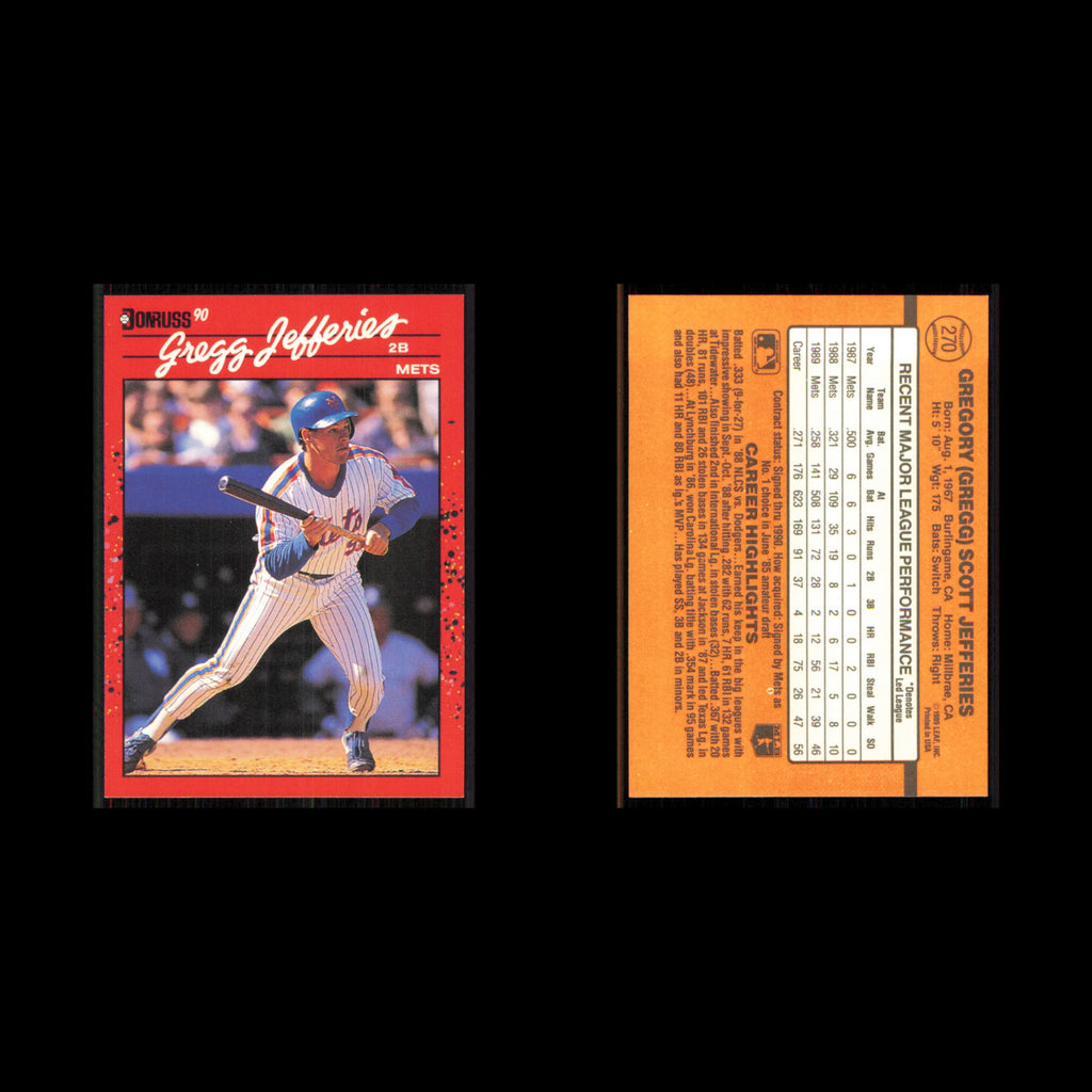 Gregg Jefferies #270 1990 Donruss New York Mets Baseball Card MLB NM