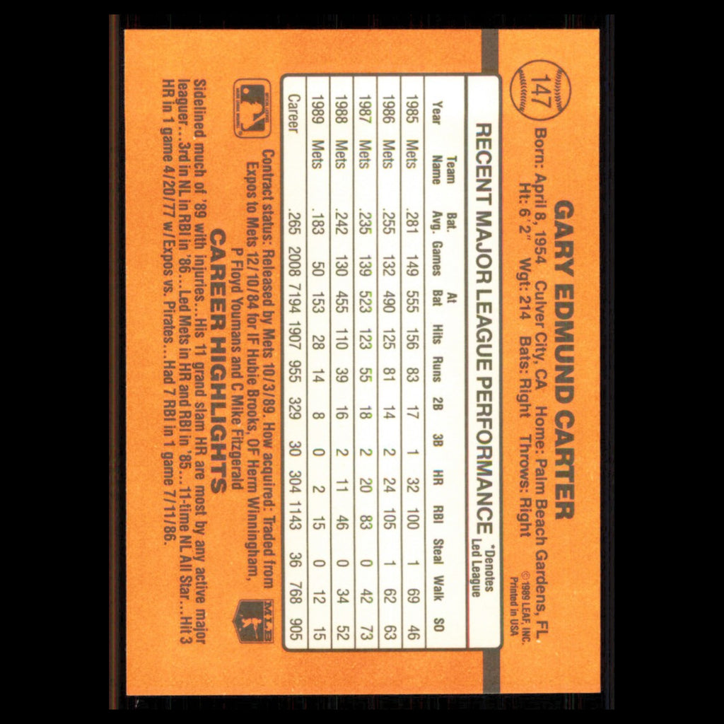 Gary Carter #147 1990 Donruss New York Mets Baseball Card MLB NM
