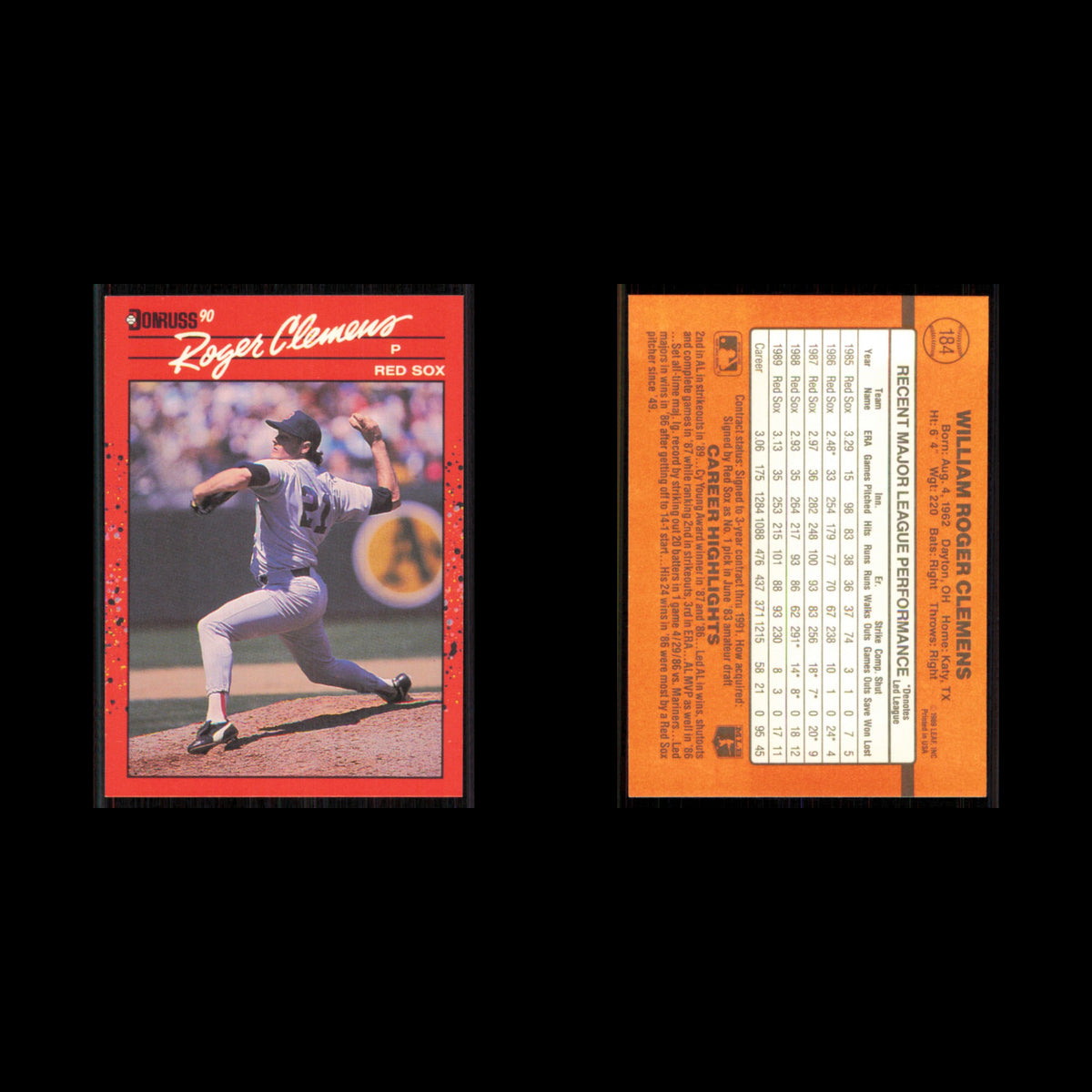 Roger Clemens #184 1990 Donruss Boston Red Sox Baseball Card MLB NM