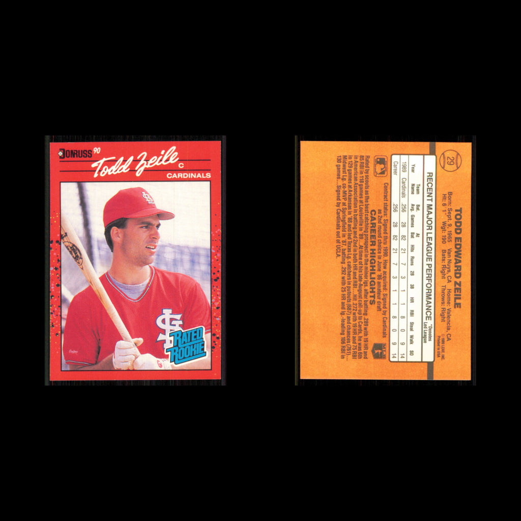 Todd Zeile #29 1990 Donruss St. Louis Cardinals Baseball Card MLB NM