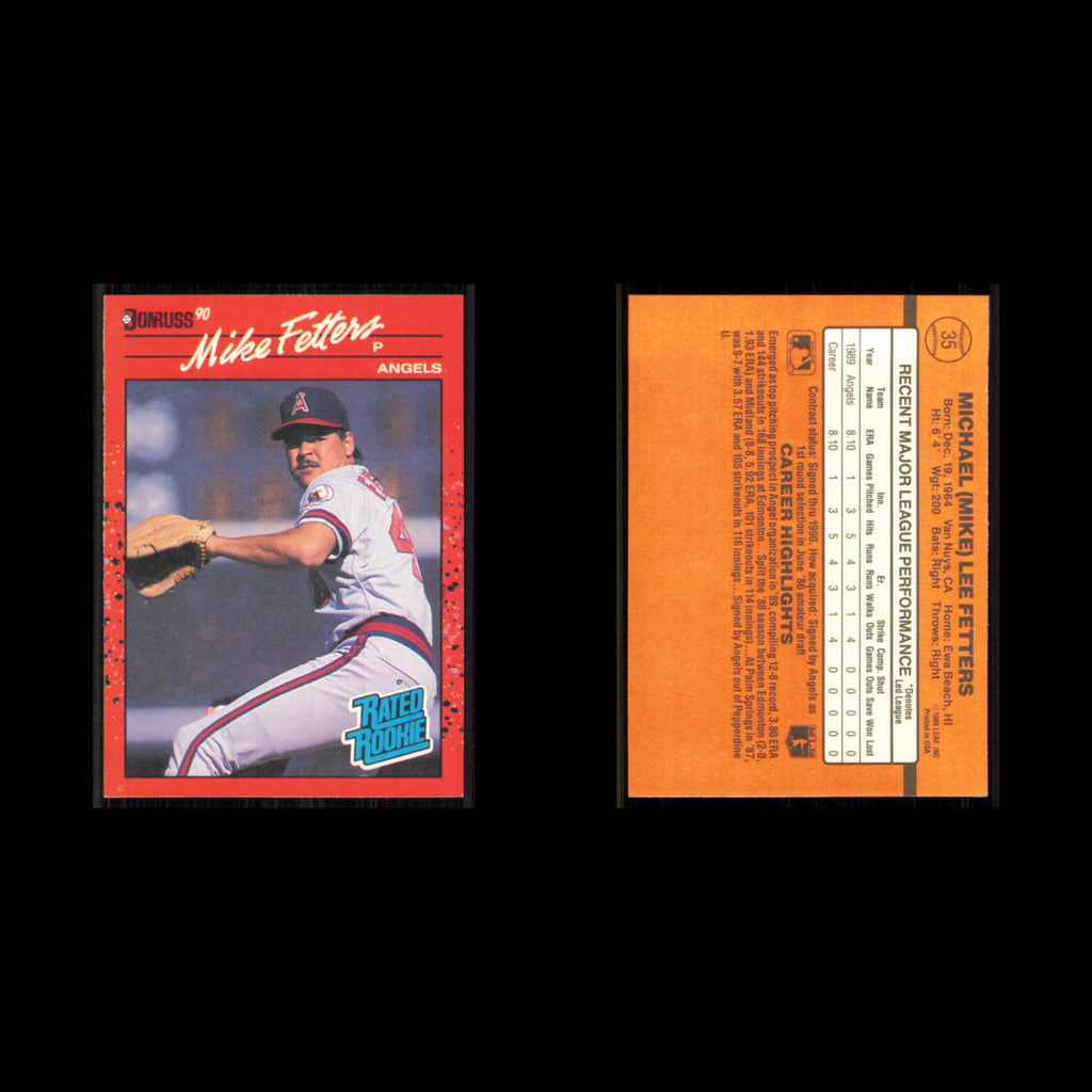 Mike Fetters Rookie #35 1990 Donruss California Angels Baseball Card MLB NM