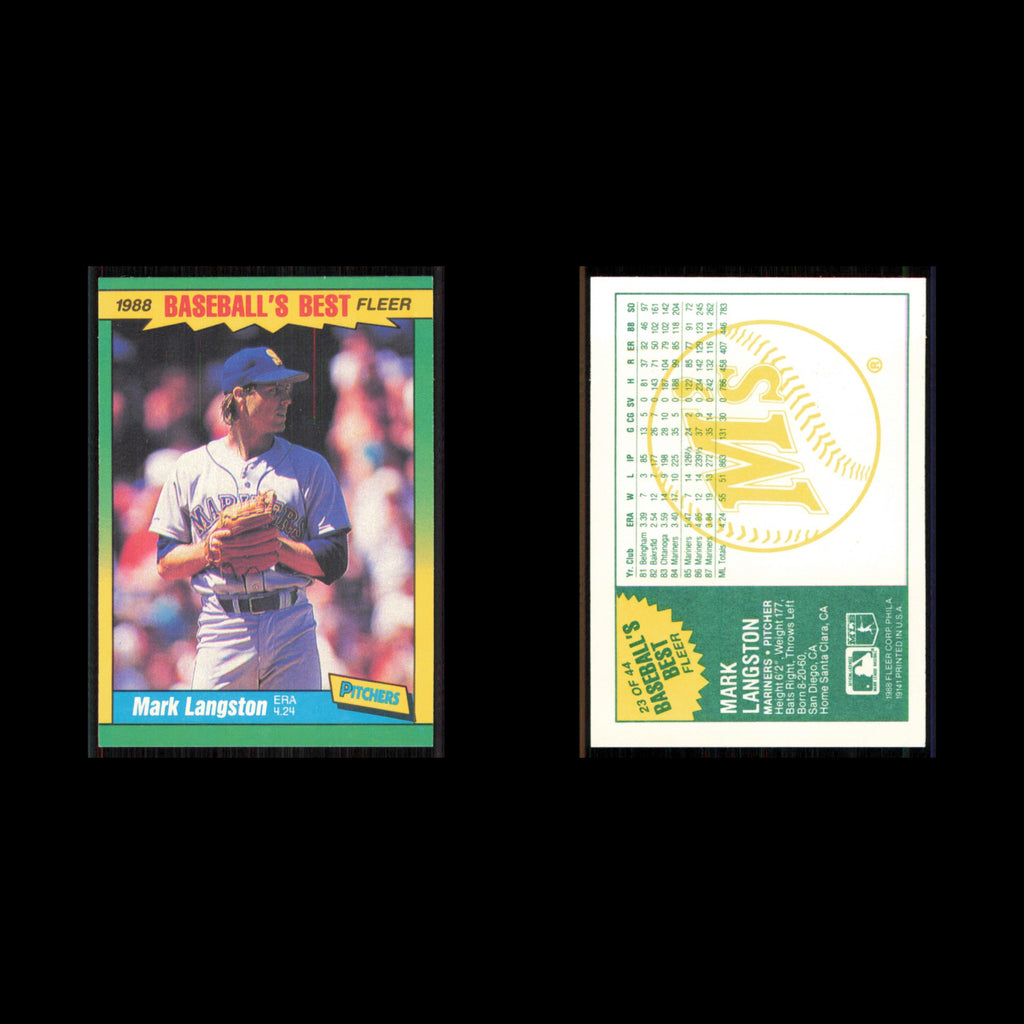 Mark Langston #23 1988 Fleer Baseballs Best Sluggers vs Pitchers Mariners Card