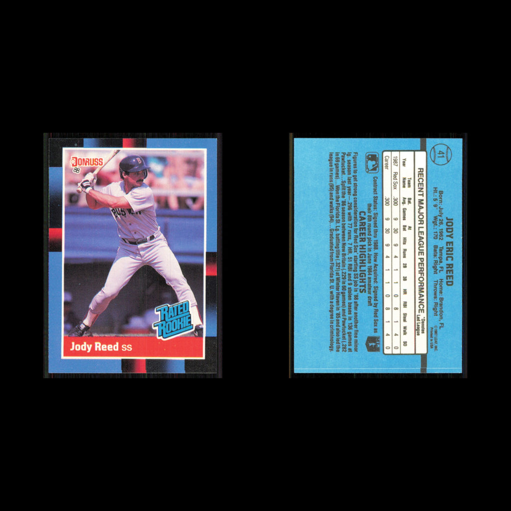 Jody Reed Rookie #41 1988 Donruss Boston Red Sox Baseball Card MLB NM