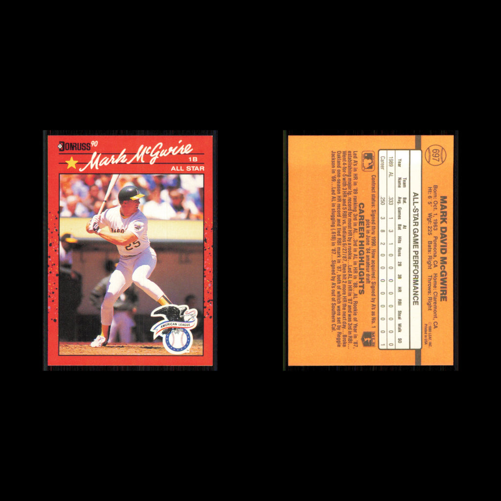 Mark McGwire #697 1990 Donruss Oakland Athletics Baseball Card MLB NM