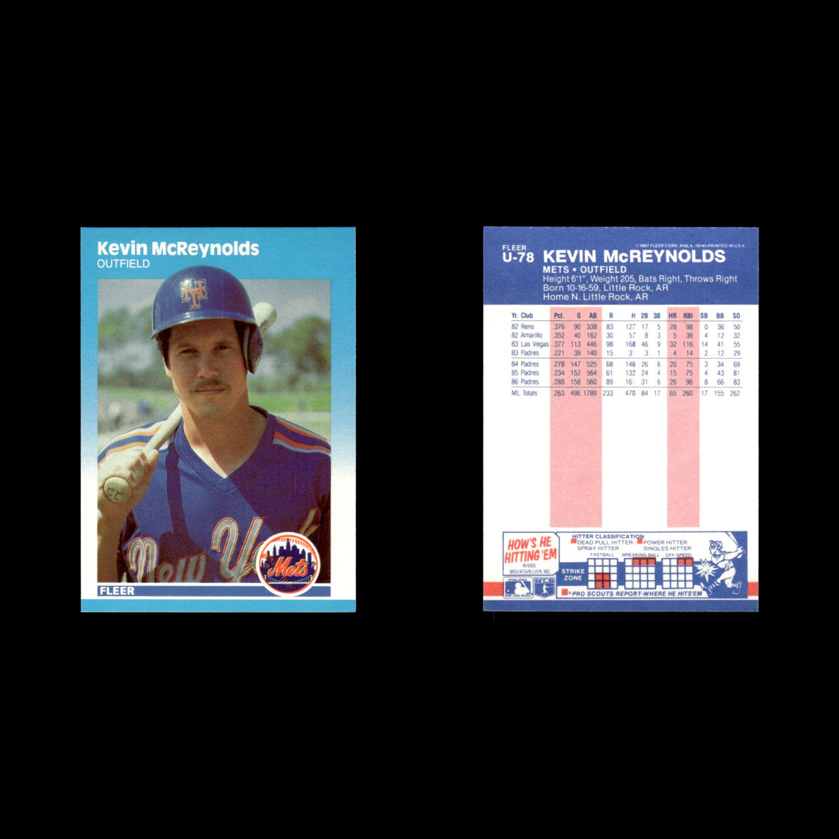 Kevin McReynolds #U-78 1987 Fleer Update New York Mets Baseball Card MLB NM