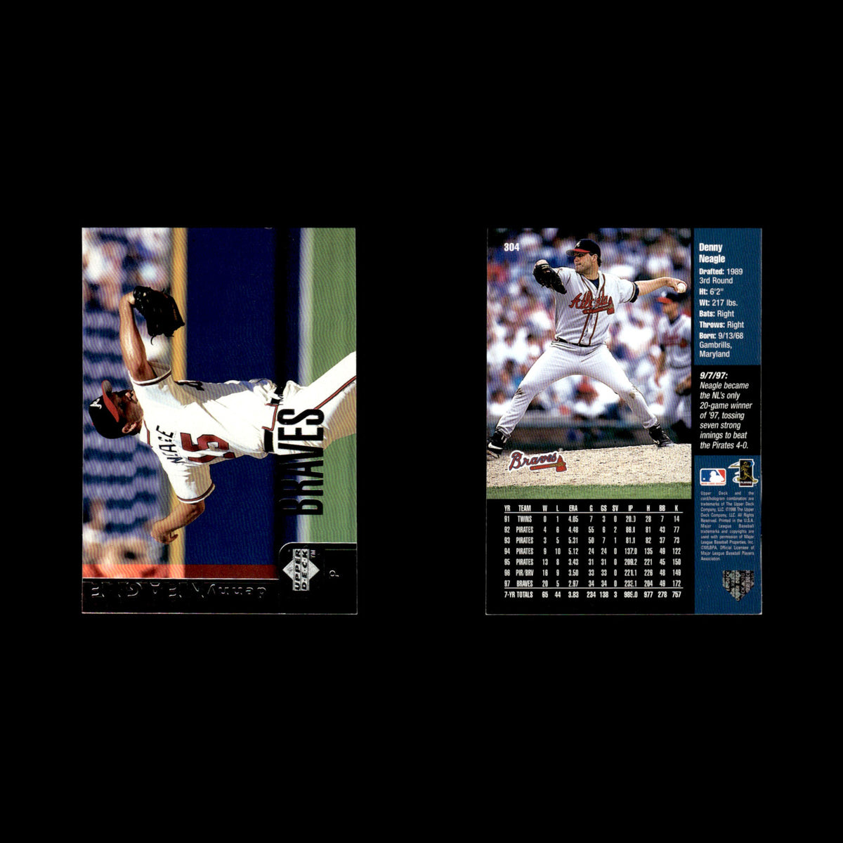 Denny Neagle #304 1998 Upper Deck Atlanta Braves Baseball Card MLB NM
