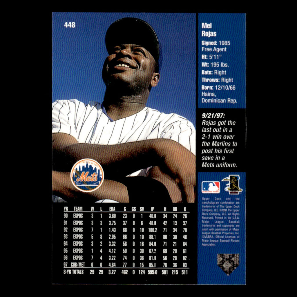 Mel Rojas #448 1998 Upper Deck New York Mets Baseball Card MLB NM
