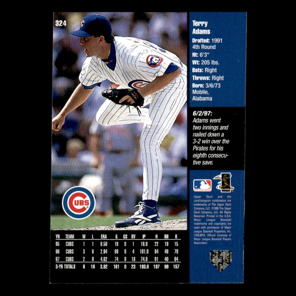 Terry Adams #324 1998 Upper Deck Chicago Cubs Baseball Card MLB NM