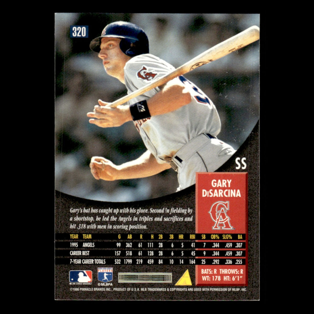 Gary DiSarcina #320.0 1996 Pinnacle California Angels Baseball Card MLB NM