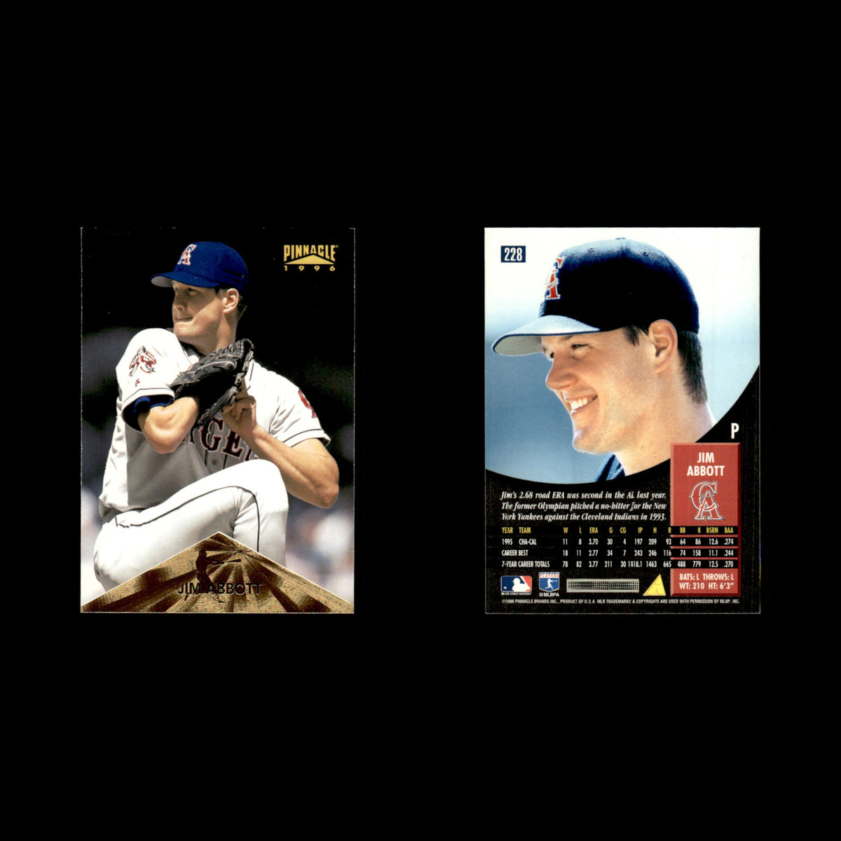 Jim Abbott #228.0 1996 Pinnacle California Angels Baseball Card MLB NM