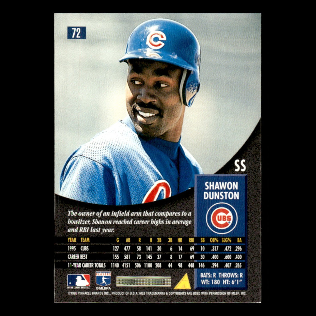 Shawon Dunston #72.0 1996 Pinnacle Chicago Cubs Baseball Card MLB NM