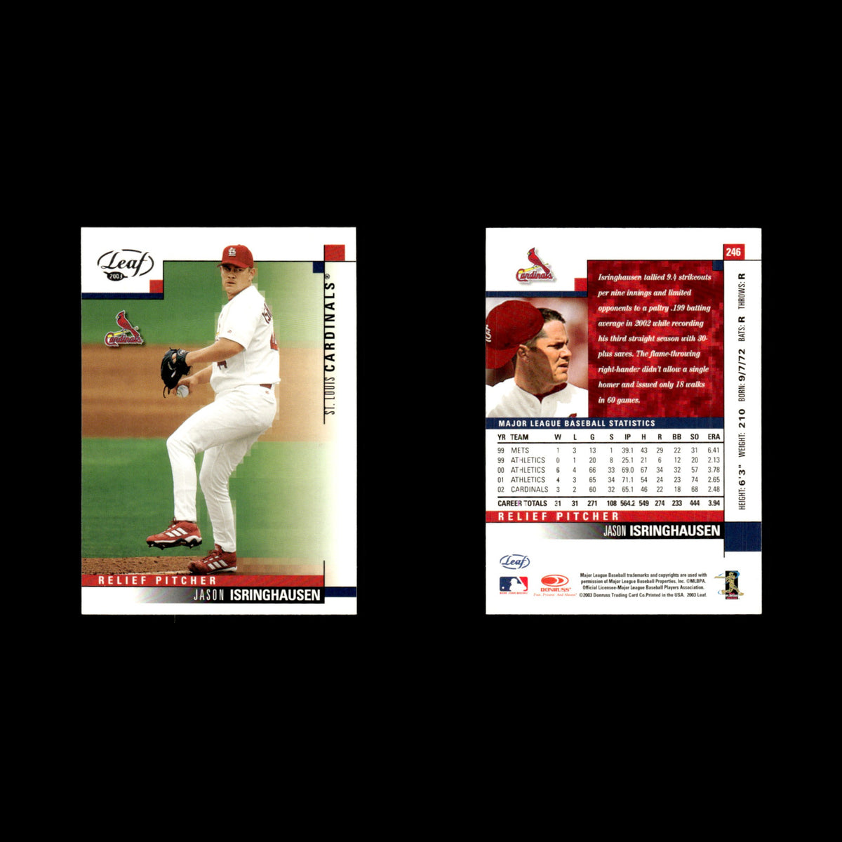 Jason Isringhausen #246 2003 Leaf St. Louis Cardinals Baseball Card MLB NM