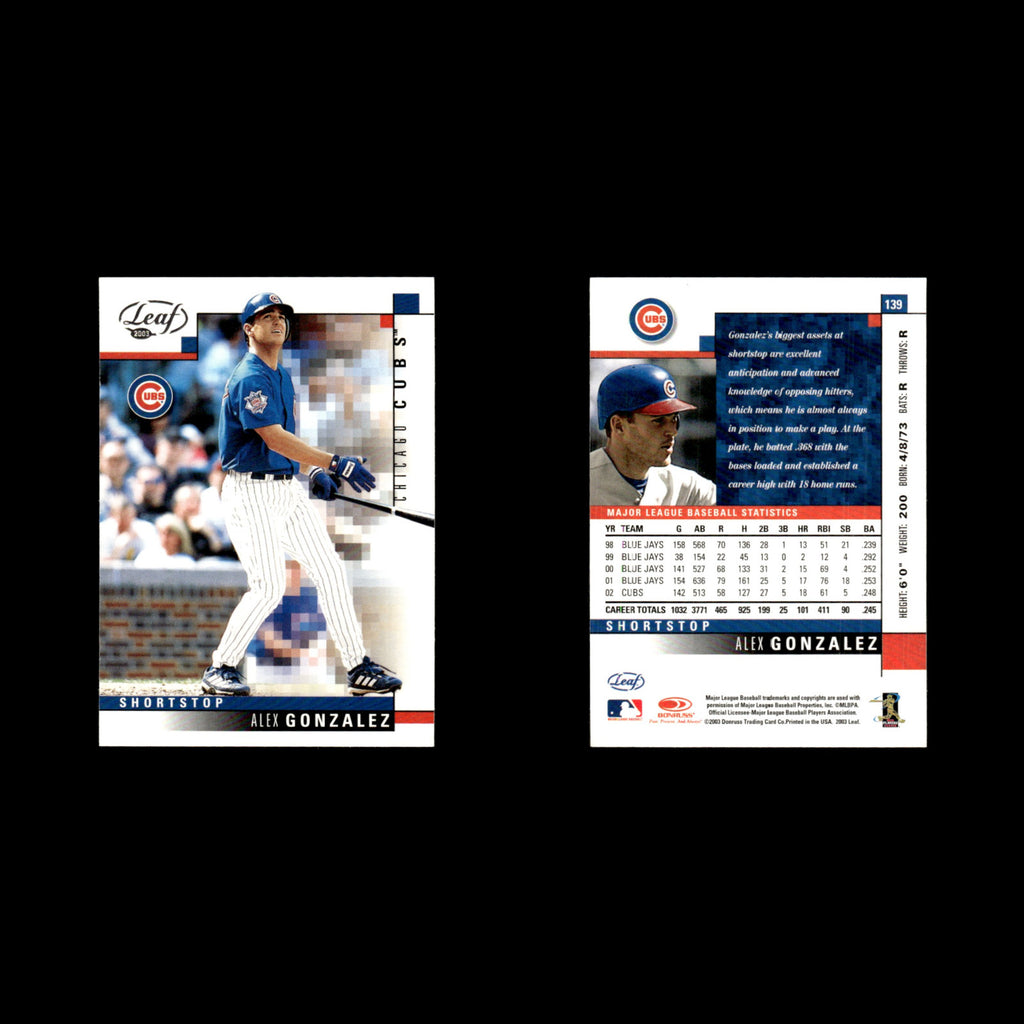 Alex Gonzalez #139 2003 Leaf Chicago Cubs Baseball Card MLB NM
