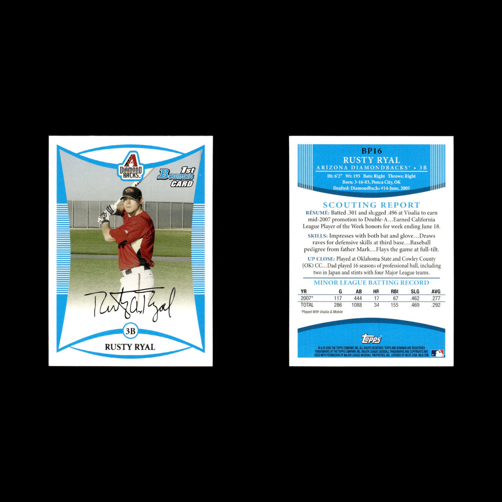 Rusty Ryal #BP16 2008 Bowman Prospects Arizona Diamondbacks Baseball Card MLB NM