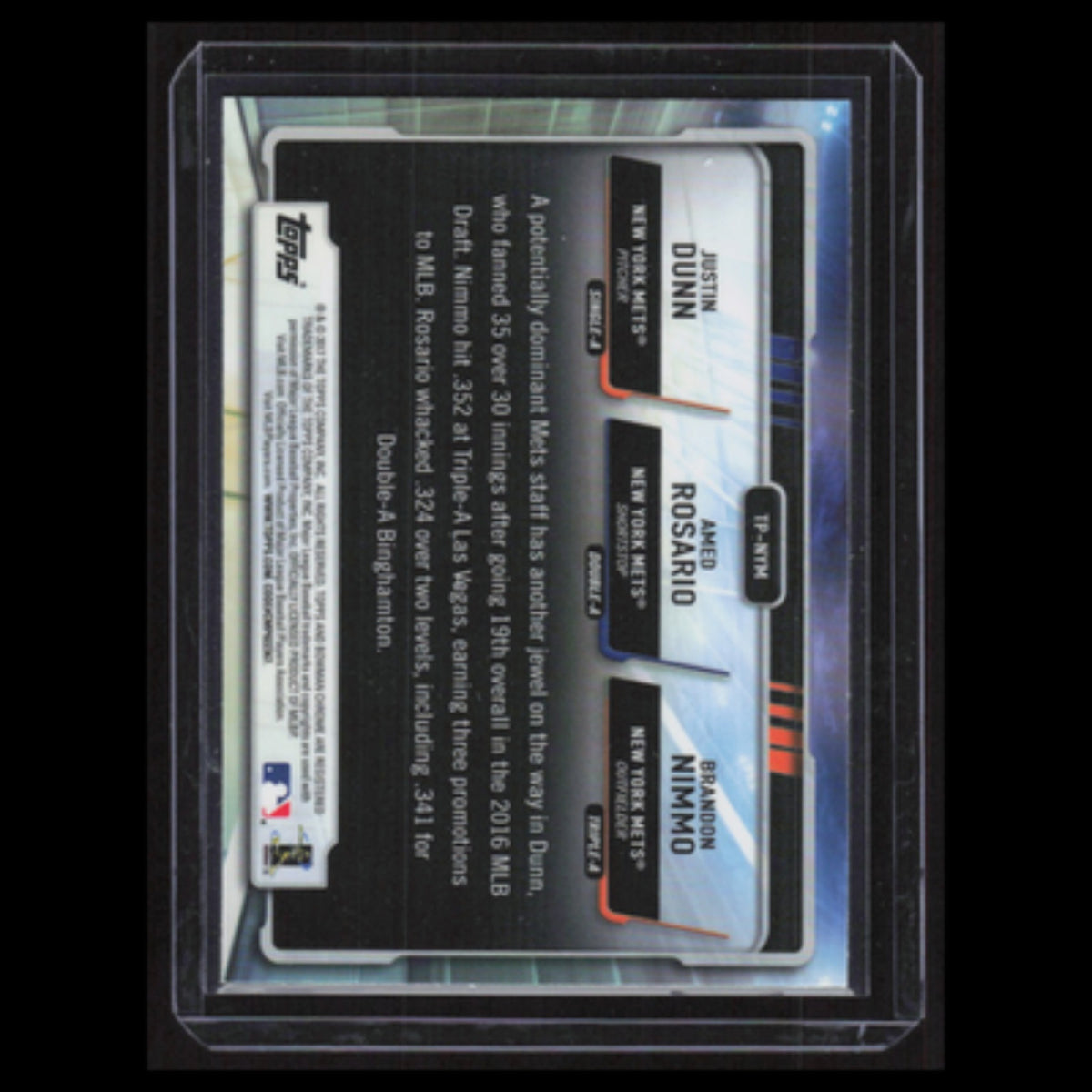 Justin Dunn/Amed Rosario/Brandon Nimmo #TP-NYM 2017 Bowman Talent Pipeline Mets