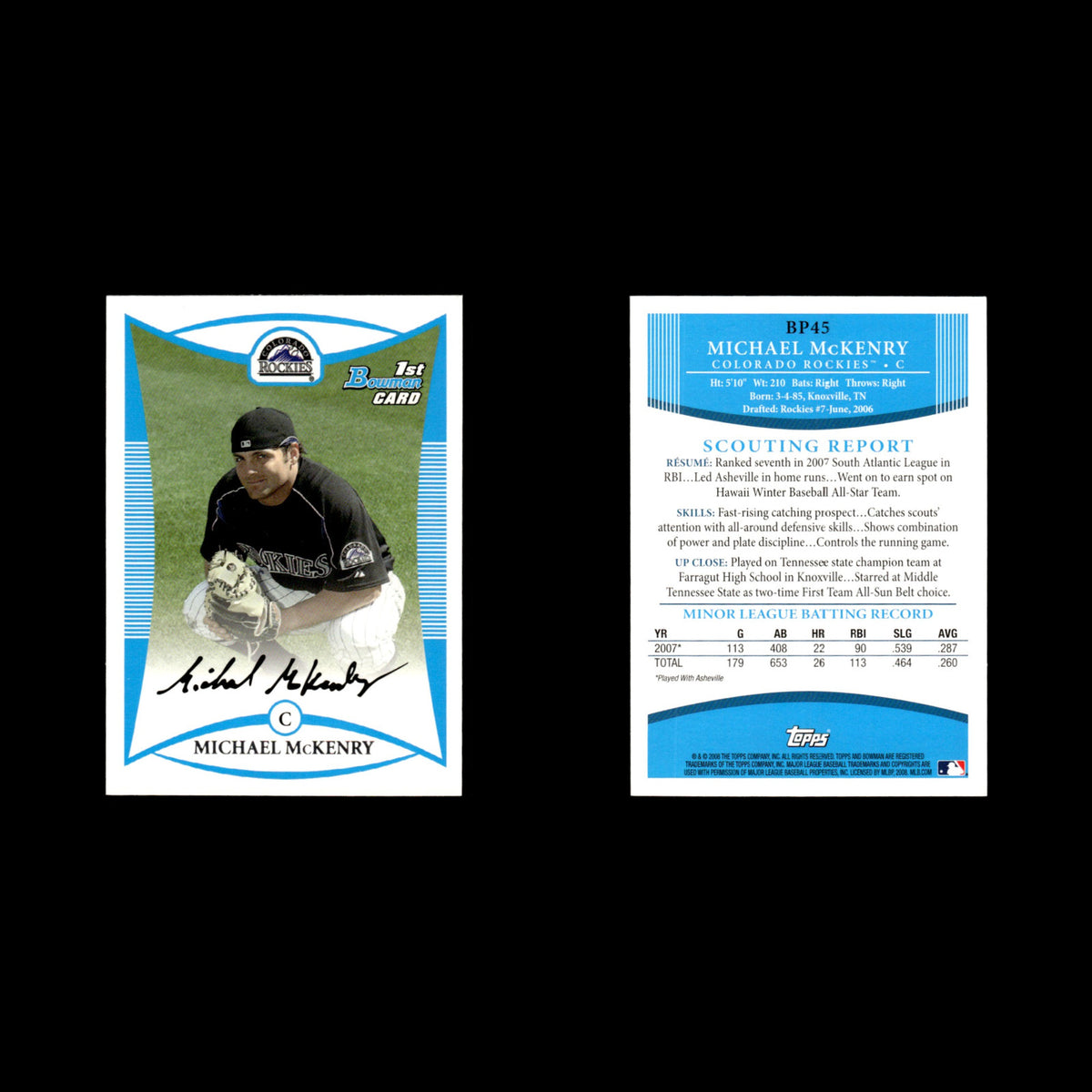 Michael McKenry #BP45 2008 Bowman Prospects Colorado Rockies Baseball Card MLB