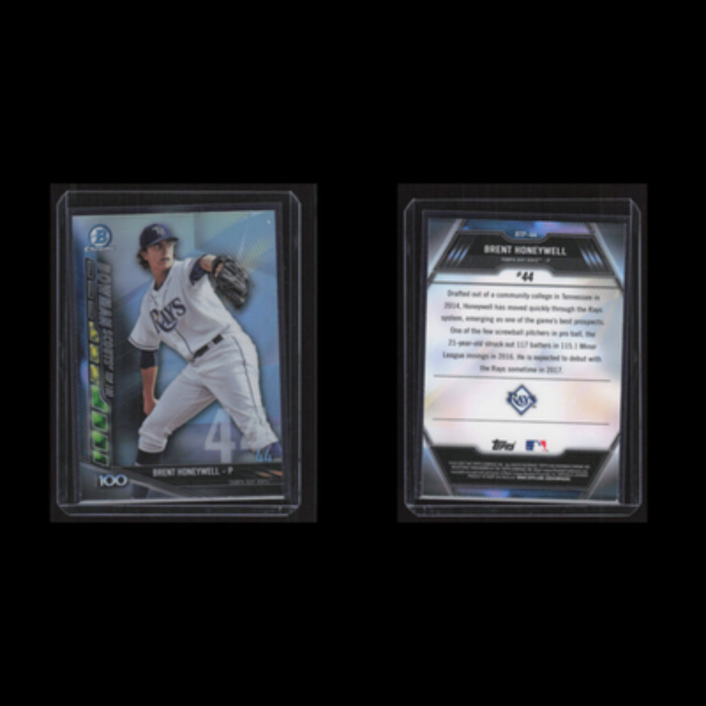 Brent Honeywell #BTP-44 2017 Bowman Scouts Top 100 Tampa Bay Rays Baseball Card