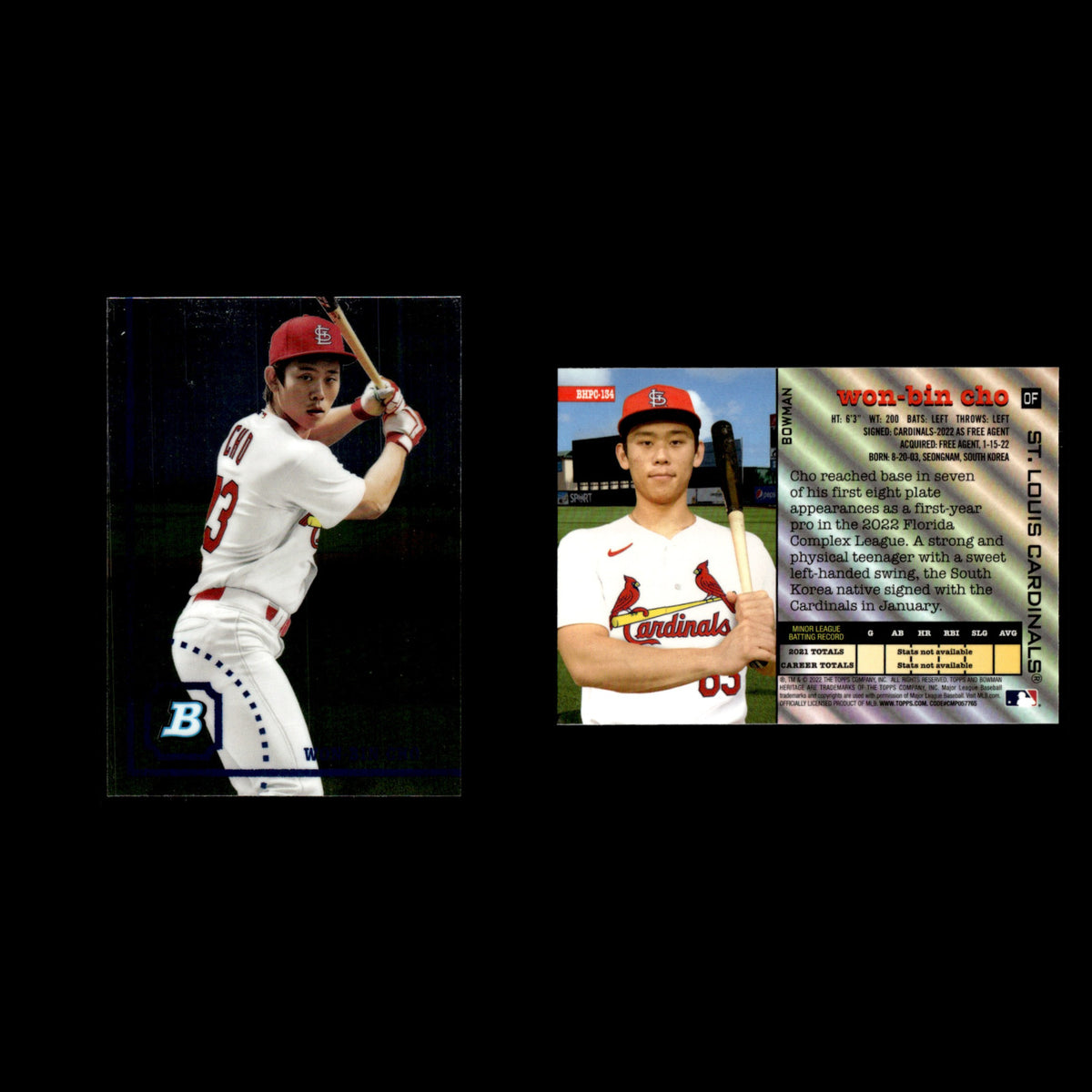 Won-Bin Cho #BHPC-134 2022 Bowman Heritage Prospects Chrome St. Louis Cardinals