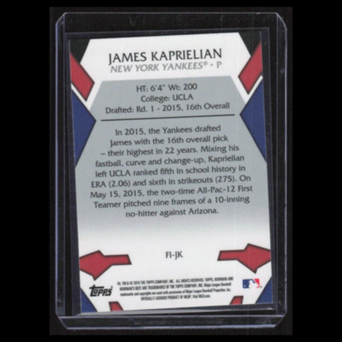 James Kaprielian #FI-JK 2015 Bowmans Best New York Yankees Baseball Card MLB NM