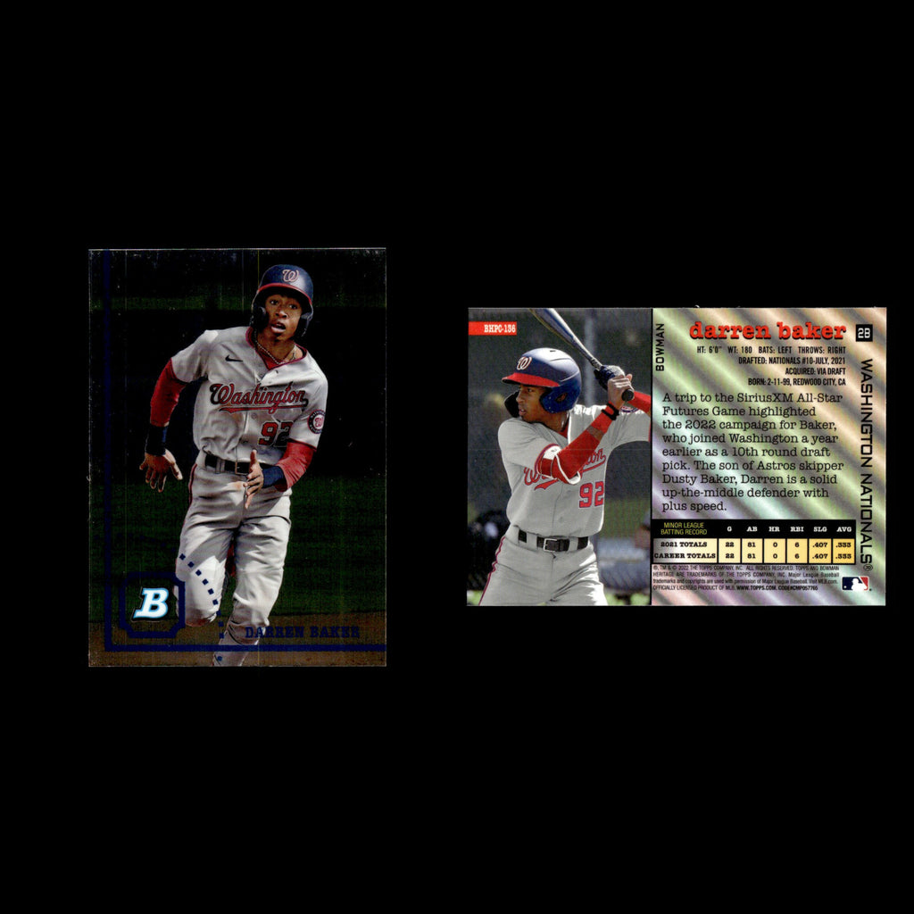 Darren Baker #BHPC-136 2022 Bowman Heritage Prospects Chrome Nationals Baseball