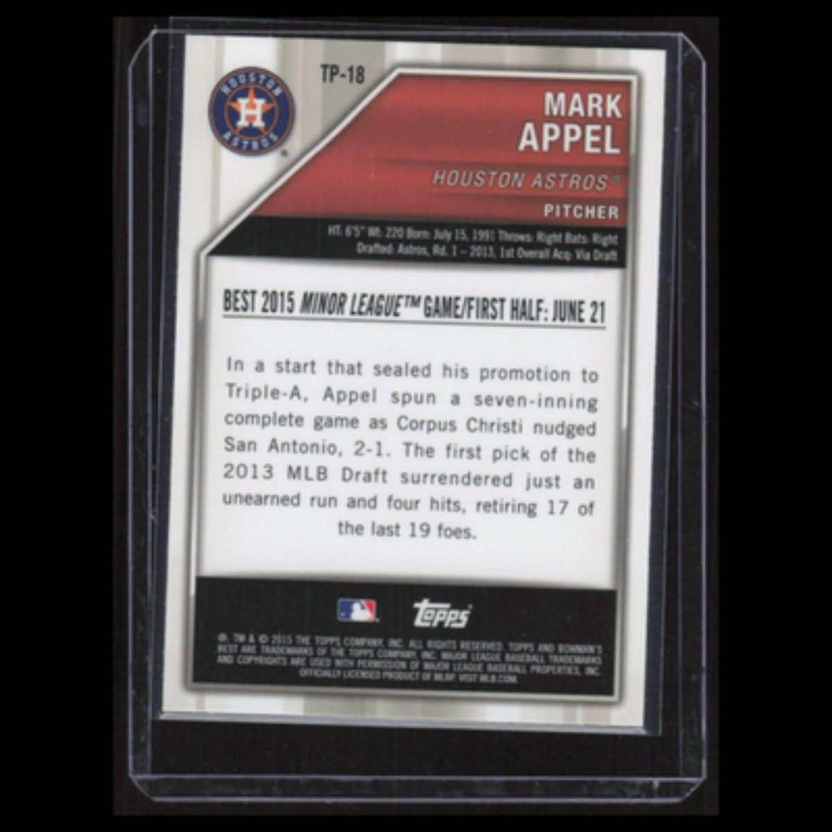 Mark Appel #TP-18 2015 Bowmans Best Top Prospects Houston Astros Baseball Card
