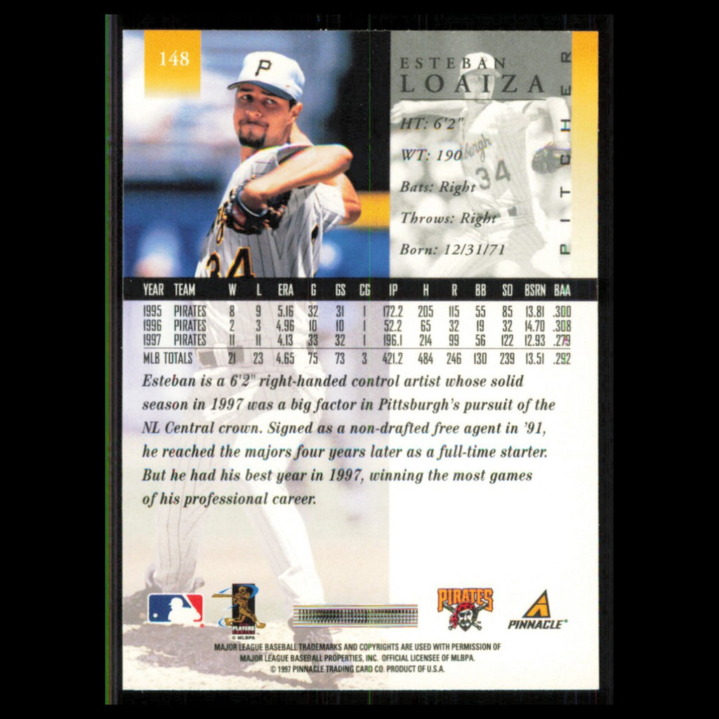 Esteban Loaiza #148 1998 Pinnacle Pittsburgh Pirates Baseball Card MLB NM