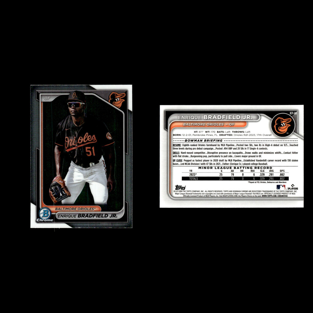 Enrique Bradfield Jr. #BCP-149 2024 Bowman Chrome Prospects Baltimore Orioles NM