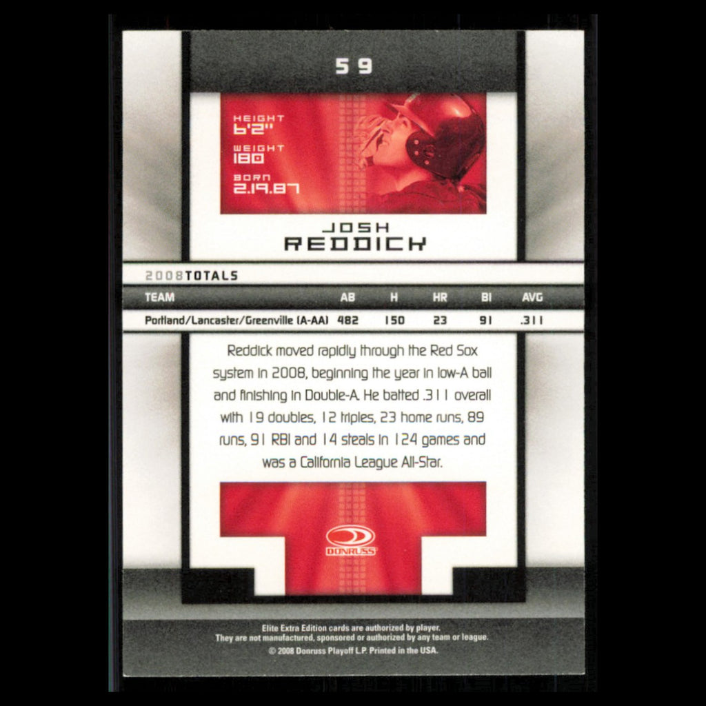 Josh Reddick #59 2008 Donruss Elite Extra Edition Boston Red Sox Baseball Card