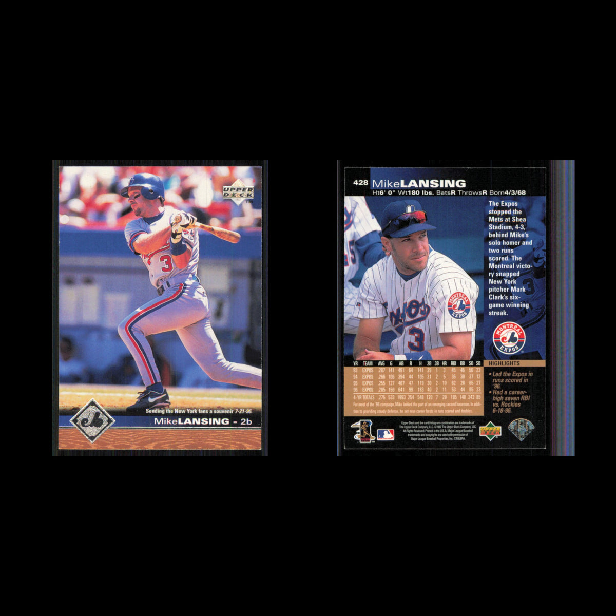 MIke Lansing #428 1997 Upper Deck Montreal Expos Baseball Card MLB NM