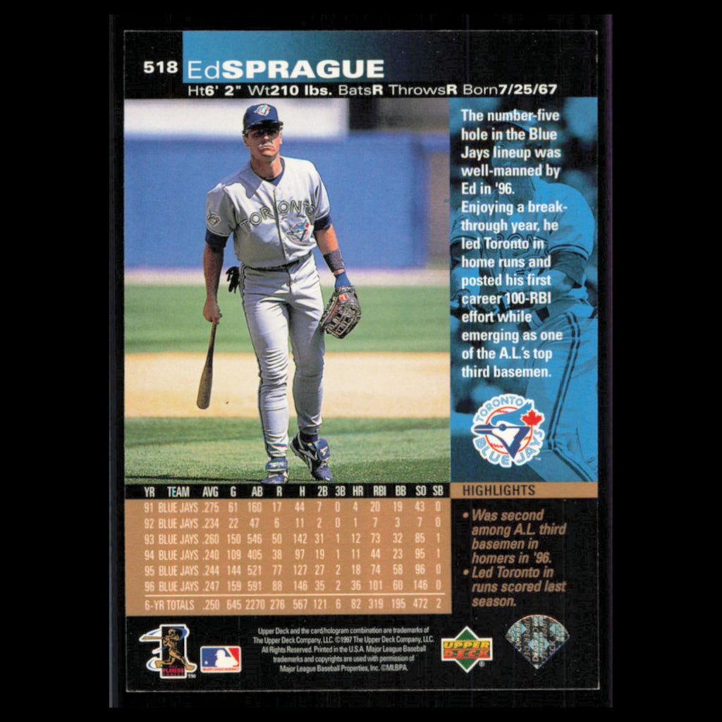 Ed Sprague #518 1997 Upper Deck Toronto Blue Jays Baseball Card MLB NM
