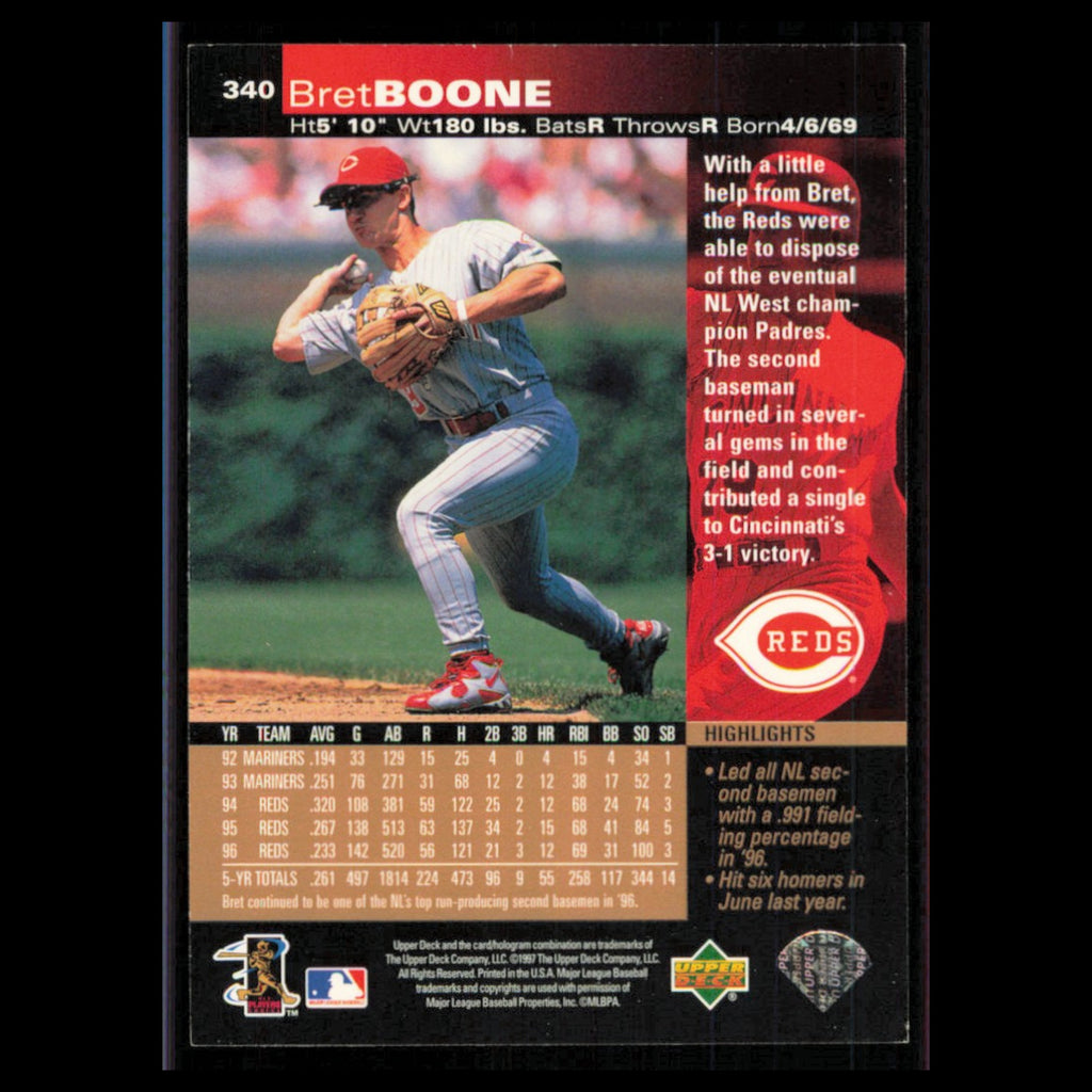 Bret Boone #340 1997 Upper Deck Cincinnati Reds Baseball Card MLB NM
