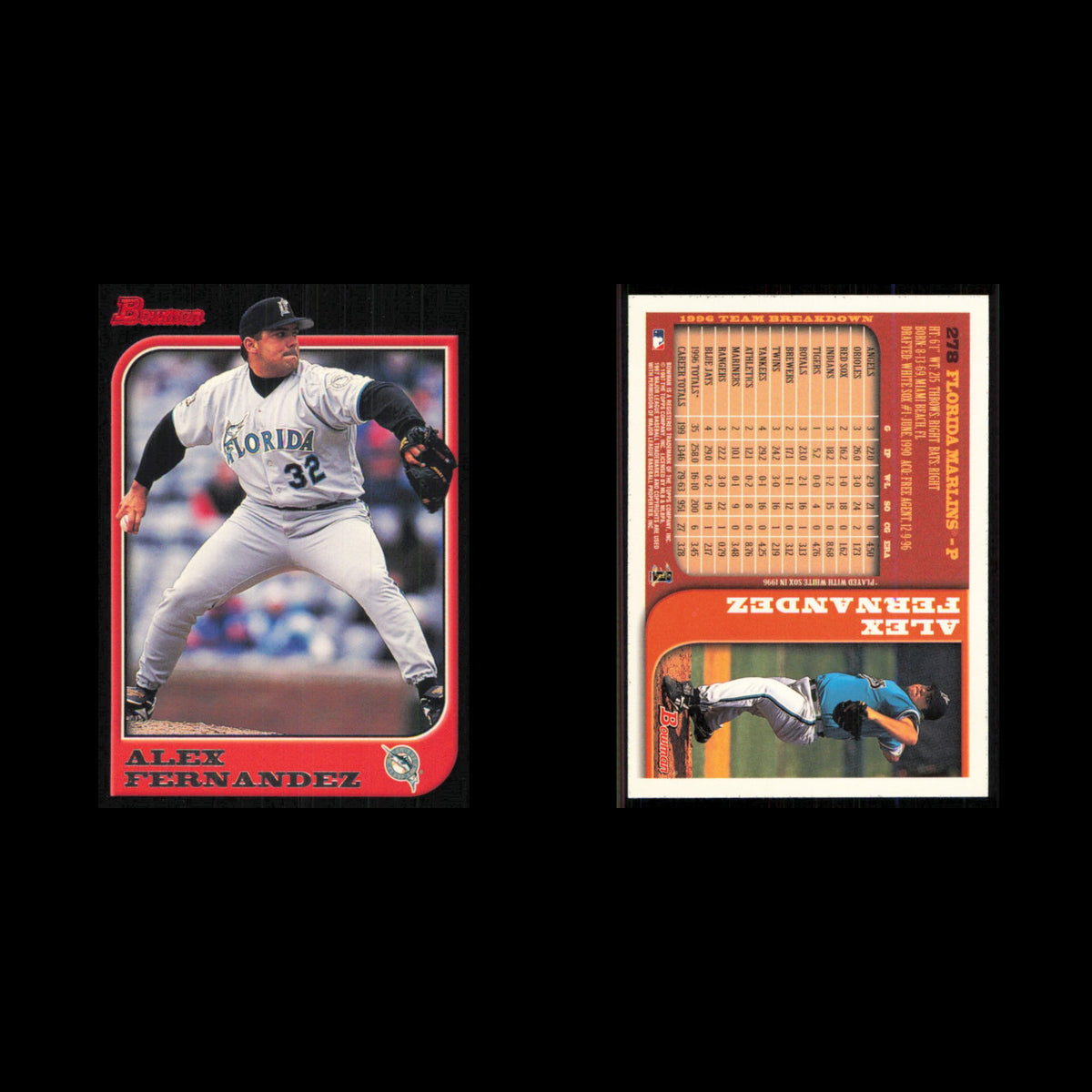 Alex Fernandez #278 1997 Bowman Florida Marlins Baseball Card MLB NM